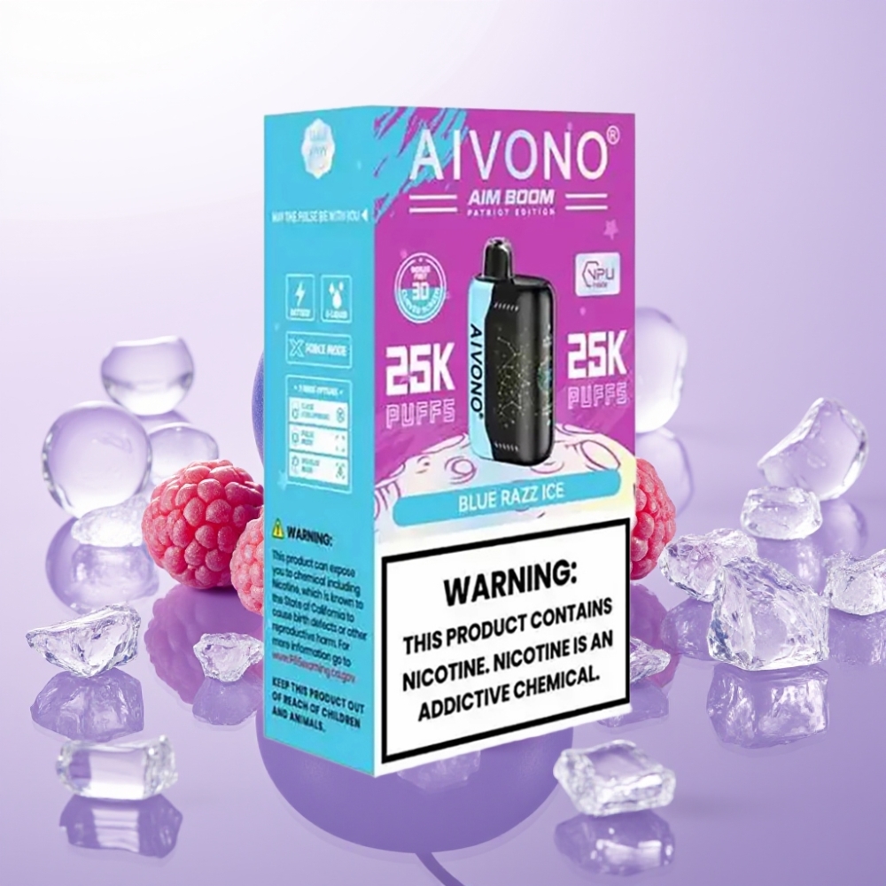 Aivono Aim Boom 25000 Puffs ডিসপোজেবল ভেপ নীল রাস আইস Type-C চার্জিং