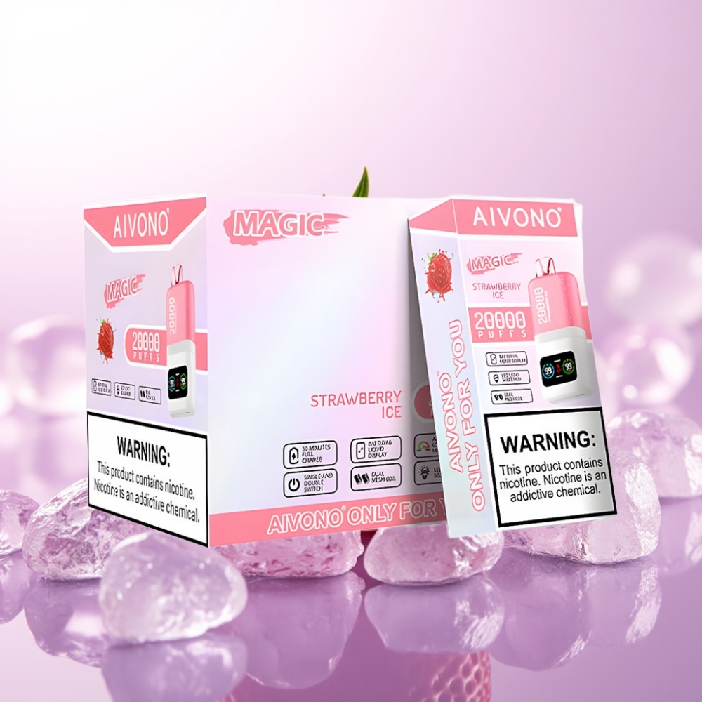 Aivono Aim Magic 20000 Puffs ডিসপোজেবল ভেপ স্ট্রবেরি আইস Type-c রিচার্জেবল