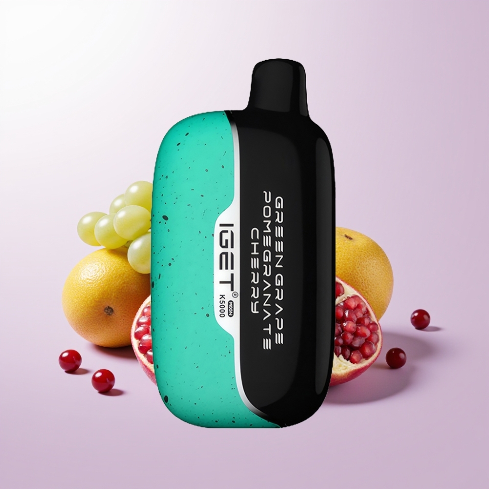IGET Moon K5000 Puffs ডিসপোজেবল ভেপ সবুজ আঙ্গুর ডালিম চেরি 5000 Puffs 1.35 Ohm