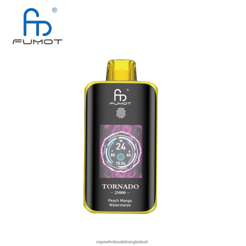 Vape Bangladesh Price - Fumot Tornado 25000 ডিসপোজেবল ভ্যাপ পীচ আম তরমুজ 0LJ889