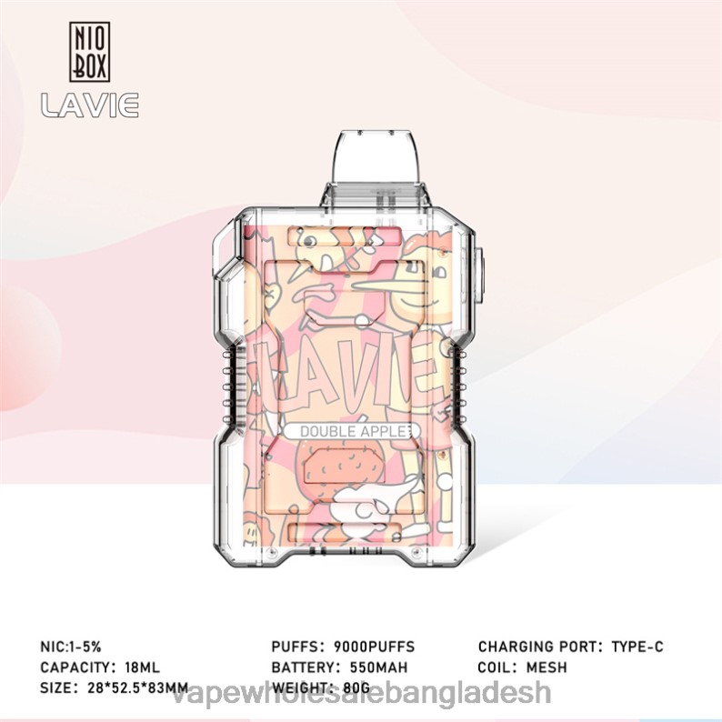 Vape Shop Bd Dhaka - LAVIE NIO BOX 9000 পাফ 64RHX195 ডবল আপেল