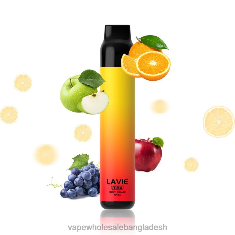 E Cigarette Price - LAVIE BAR 5000 পাফ - সর্বোচ্চ 64RHX280 আঙ্গুর কমলা