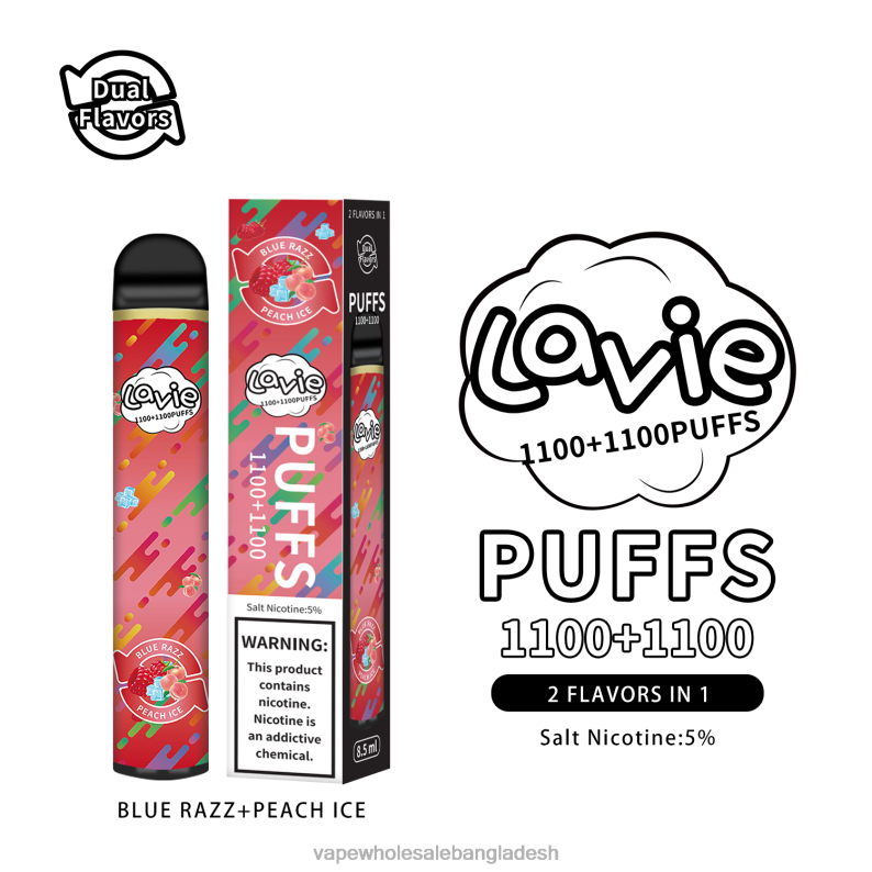 Vape Bangladesh - LAVIE BAR Switch 2200 পাফ 64RHX298 নীল রেজ/পীচ বরফ